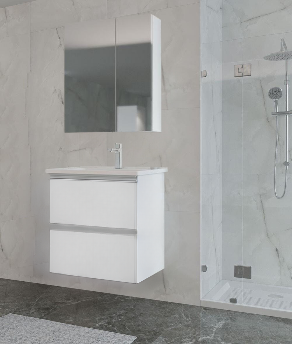 Orka Terme 80 cm Beyaz Çekmeceli Banyo Dolabı Takımı