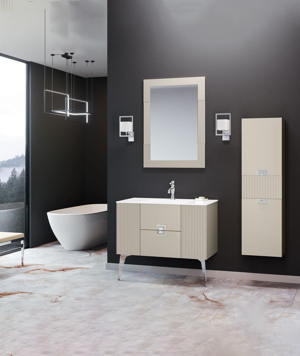 Orka Adria 120 cm Mat Vizon Krom Vizon Banyo Dolabı Takımı