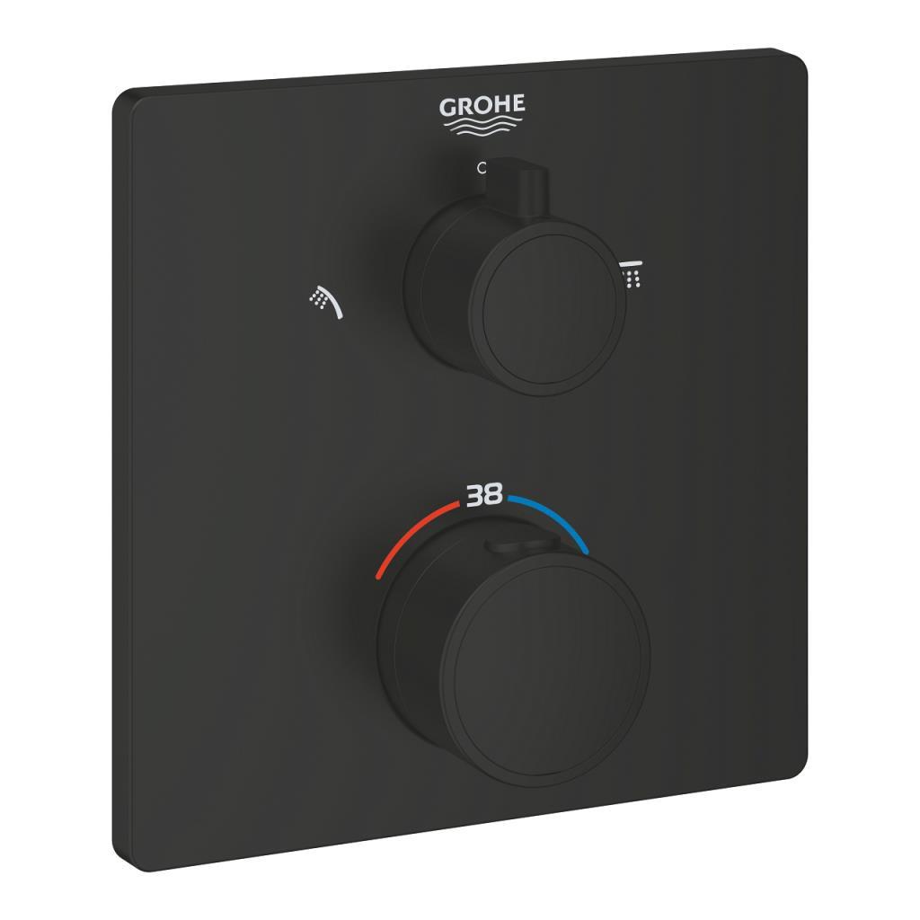 Grohe Grohtherm Termostatik Banyo/Duş Bataryası (Sıva Üstü Grubu), 2 Yollu, Mat Siyah, 1022092430Grohe1022092430Termostatik Bataryalar