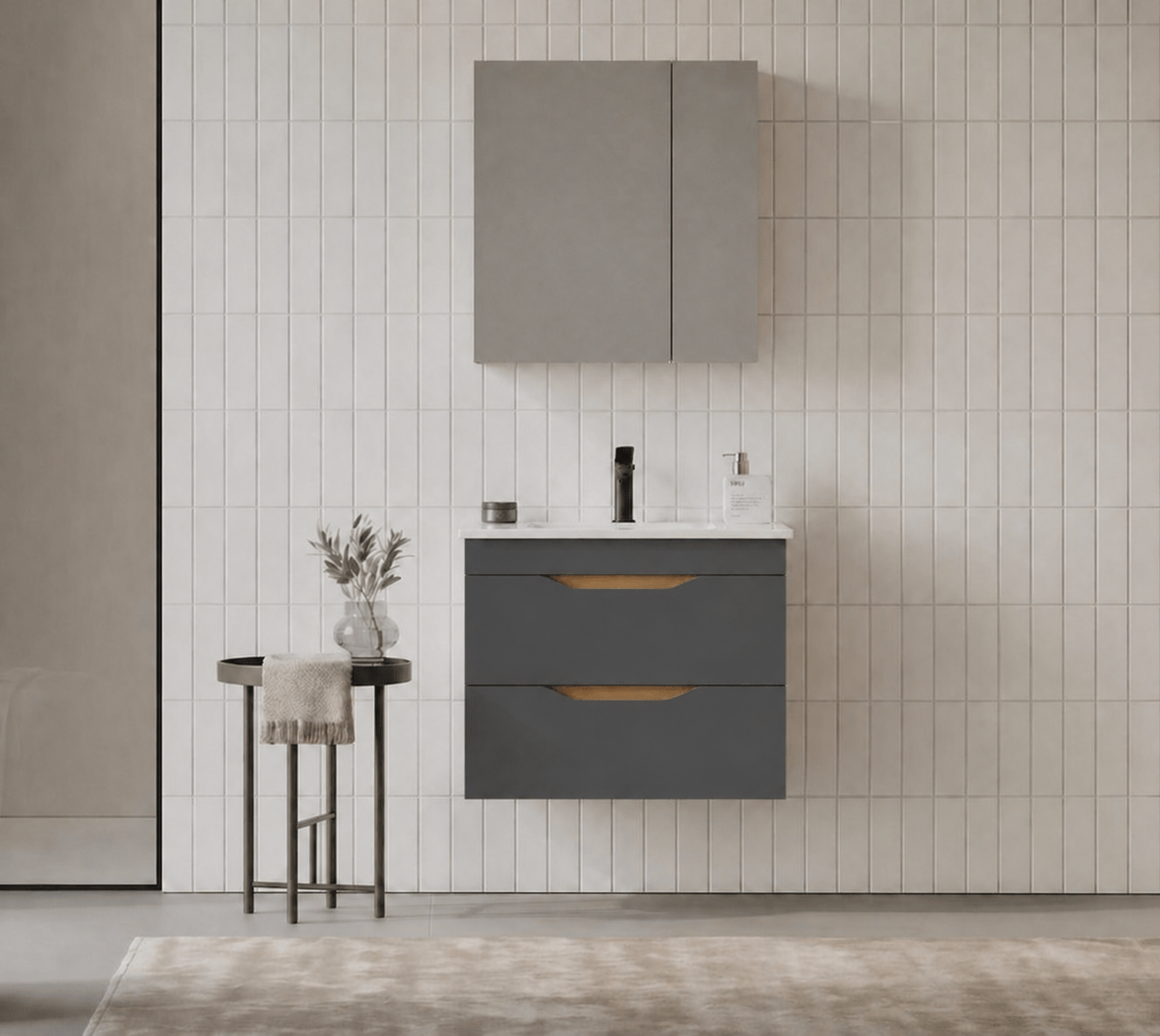 LENA 65 TKM CKMC MNT ANTRASITORKA5008032Banyo Dolabı Takımı