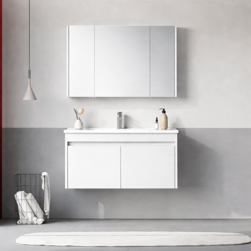 Orka Arno 100 cm Parlak Beyaz Banyo Dolabı Takımı (Kapaklı) , 5008765ORKA5008765Banyo Dolabı Takımı