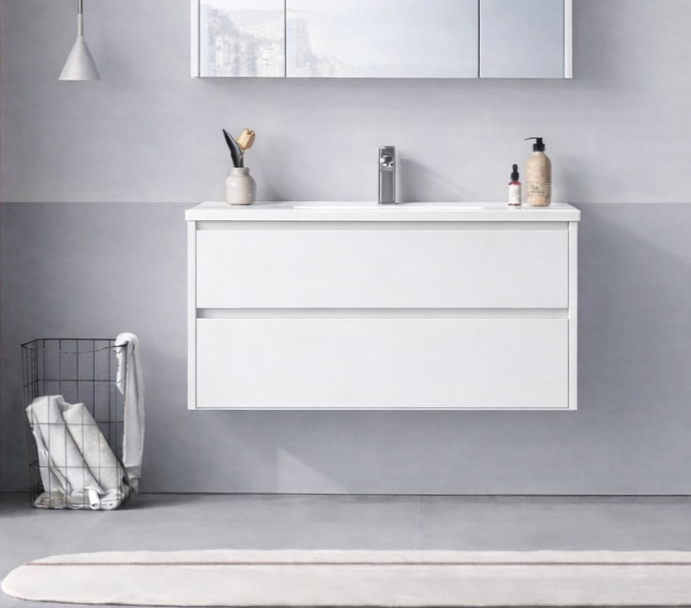 Orka Arno 100 cm Parlak Beyaz Banyo Dolabı Alt Modül ve Lavabo (Çekmeceli) , 5008756ORKA5008756Lavabo Dolabı