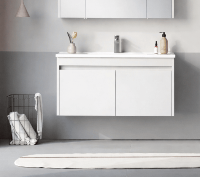 Orka Arno 100 cm Parlak Beyaz Banyo Dolabı Alt Modül ve Lavabo (Kapaklı) , 5008759ORKA5008759Lavabo Dolabı