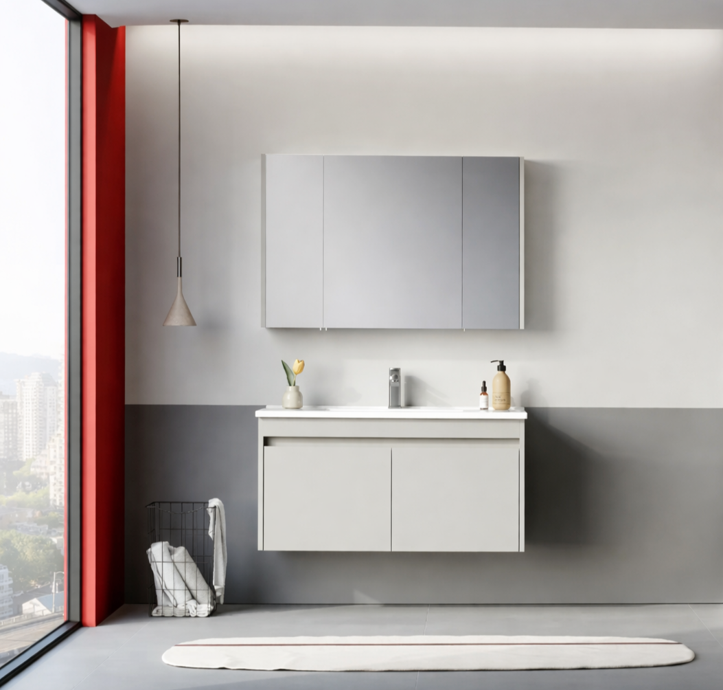 Orka Arno 100 cm Parlak Kaşmir Banyo Dolabı Takımı (Kapaklı) , 5008764ORKA5008764Banyo Dolabı Takımı