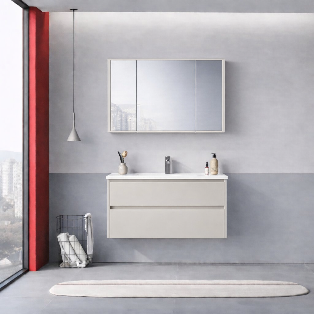 Orka Arno 100 cm Parlak Kaşmir Banyo Dolabı Takımı (Çekmeceli) , 5008761ORKA5008761Banyo Dolabı Takımı