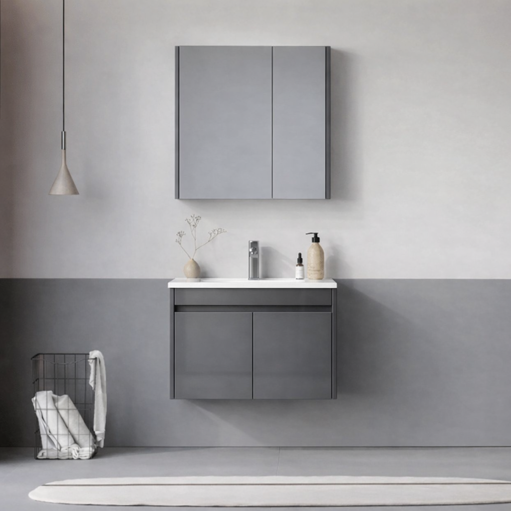 Orka Arno 65 cm Bazalt Gri Banyo Dolabı Takımı (Kapaklı) , 5008775ORKA5008775Banyo Dolabı Takımı