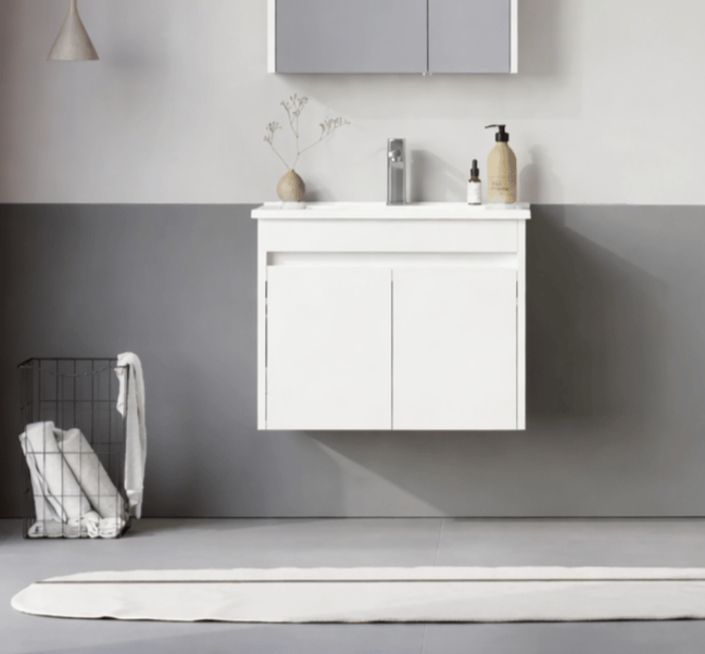 Orka Arno 65 cm Parlak Beyaz Banyo Dolabı Alt Modül ve Lavabo (Kapaklı) , 5008771ORKA5008771Lavabo Dolabı