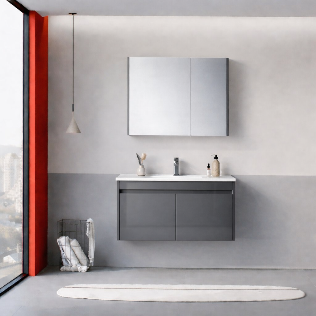 Orka Arno 85 cm Bazalt Gri Banyo Dolabı Takımı (Kapaklı) , 5008787ORKA5008787Banyo Dolabı Takımı