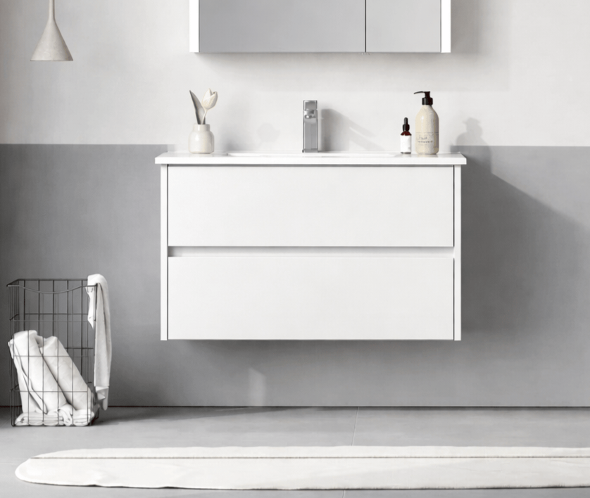 Orka Arno 85 cm Parlak Beyaz Banyo Dolabı Alt Modül ve Lavabo (Çekmeceli) , 5008780ORKA5008780Lavabo Dolabı