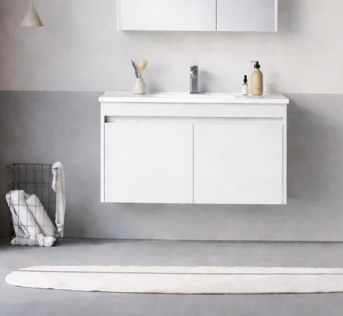 Orka Arno 85 cm Parlak Beyaz Banyo Dolabı Alt Modül ve Lavabo (Kapaklı) , 5008783ORKA5008783Lavabo Dolabı