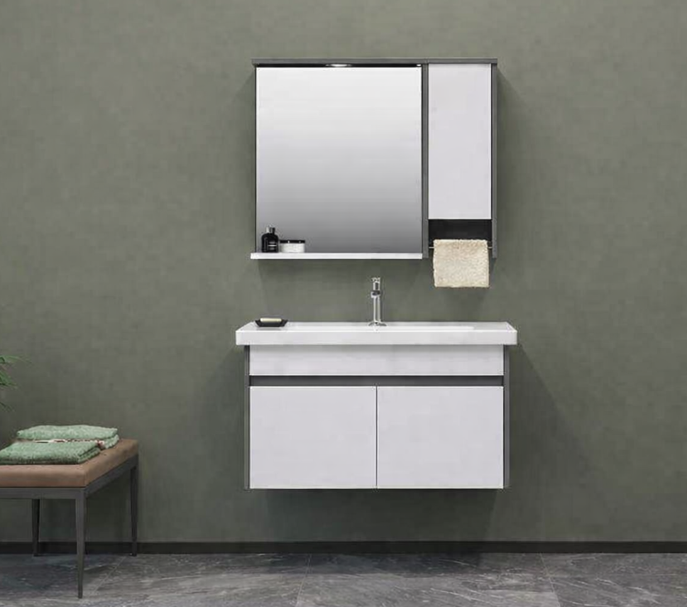 Orka Aydos Banyo Dolabı Takımı, 85 cm, Retro Gümüş/Beyaz (Dolaplı-Led Spotlu Ayna), 5000033ORKA5000033Banyo Dolabı Takımı