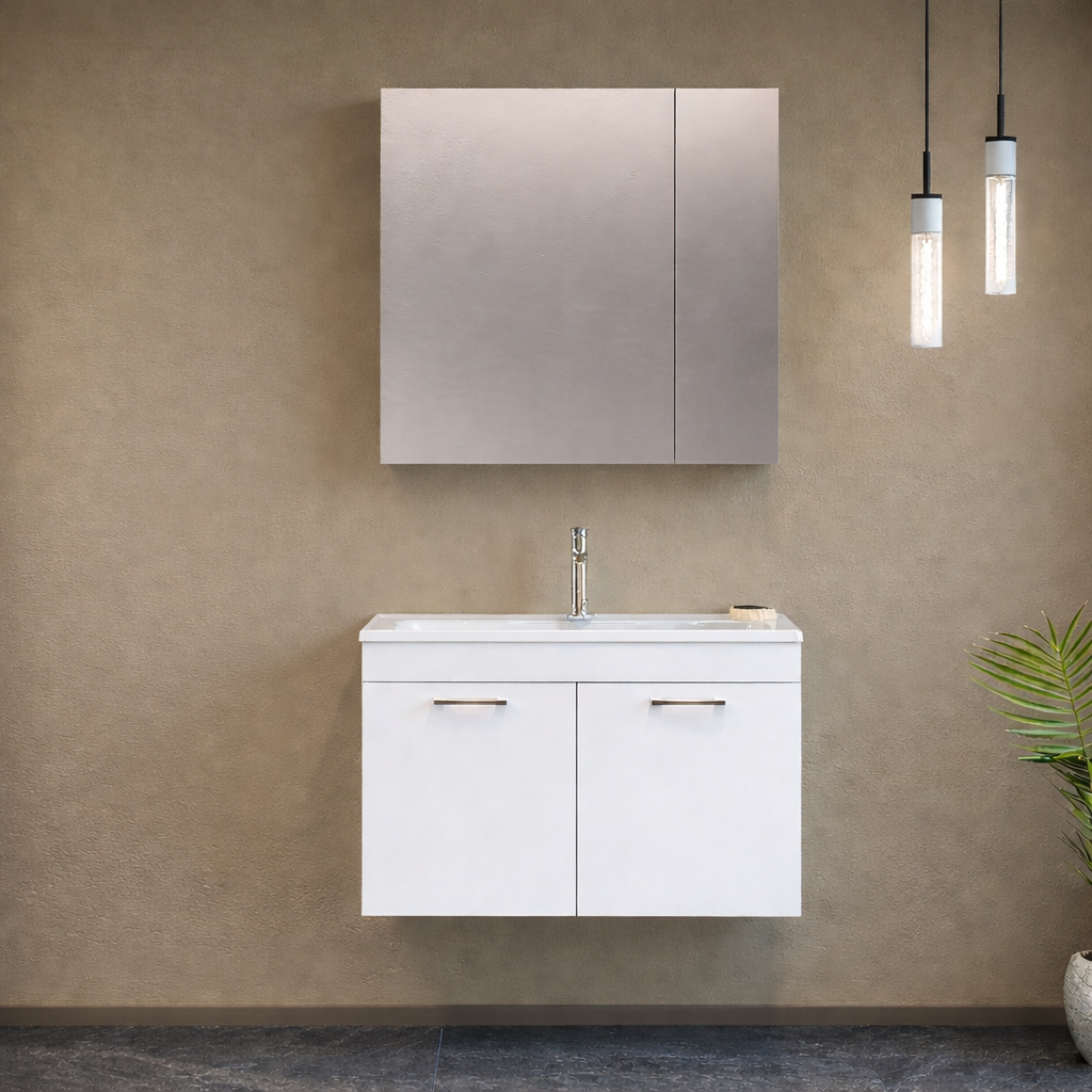 Orka Bafa Banyo Dolabı Takımı, 80 cm, Beyaz (Dolaplı Ayna), 5000061ORKA5000061Banyo Dolabı Takımı