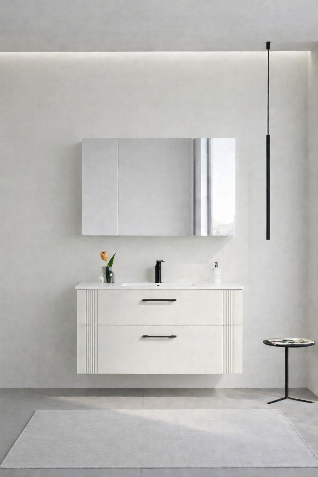Orka Bari 100 cm Mat Kaşmir Banyo Dolabı Takımı (Dolaplı Ayna) , 5008251ORKA5008251Banyo Dolabı Takımı