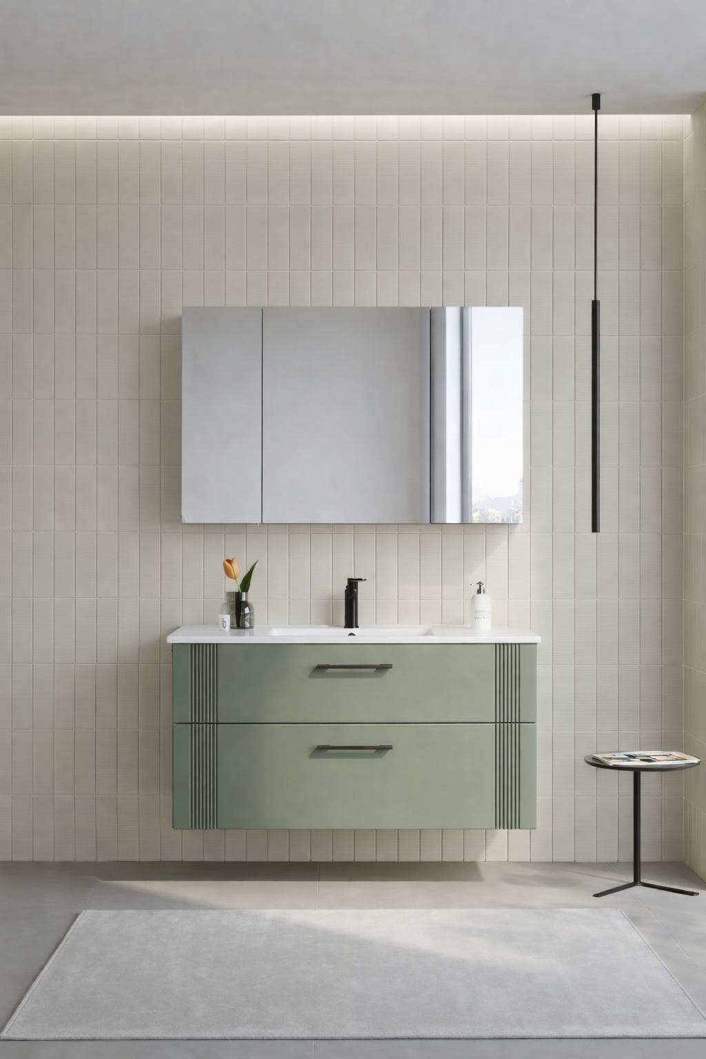 Orka Bari Banyo Dolabı Takımı, 100 cm, Mat Soft Yeşil (Dolaplı Ayna), 5006593ORKA5006593Banyo Dolabı Takımı