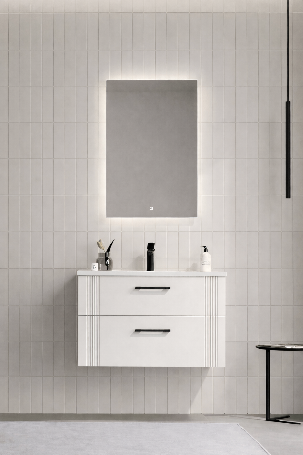 Orka Bari Banyo Dolabı Takımı, 85 cm, Mat Beyaz (Ledli Ayna), 5006576ORKA5006576Banyo Dolabı Takımı