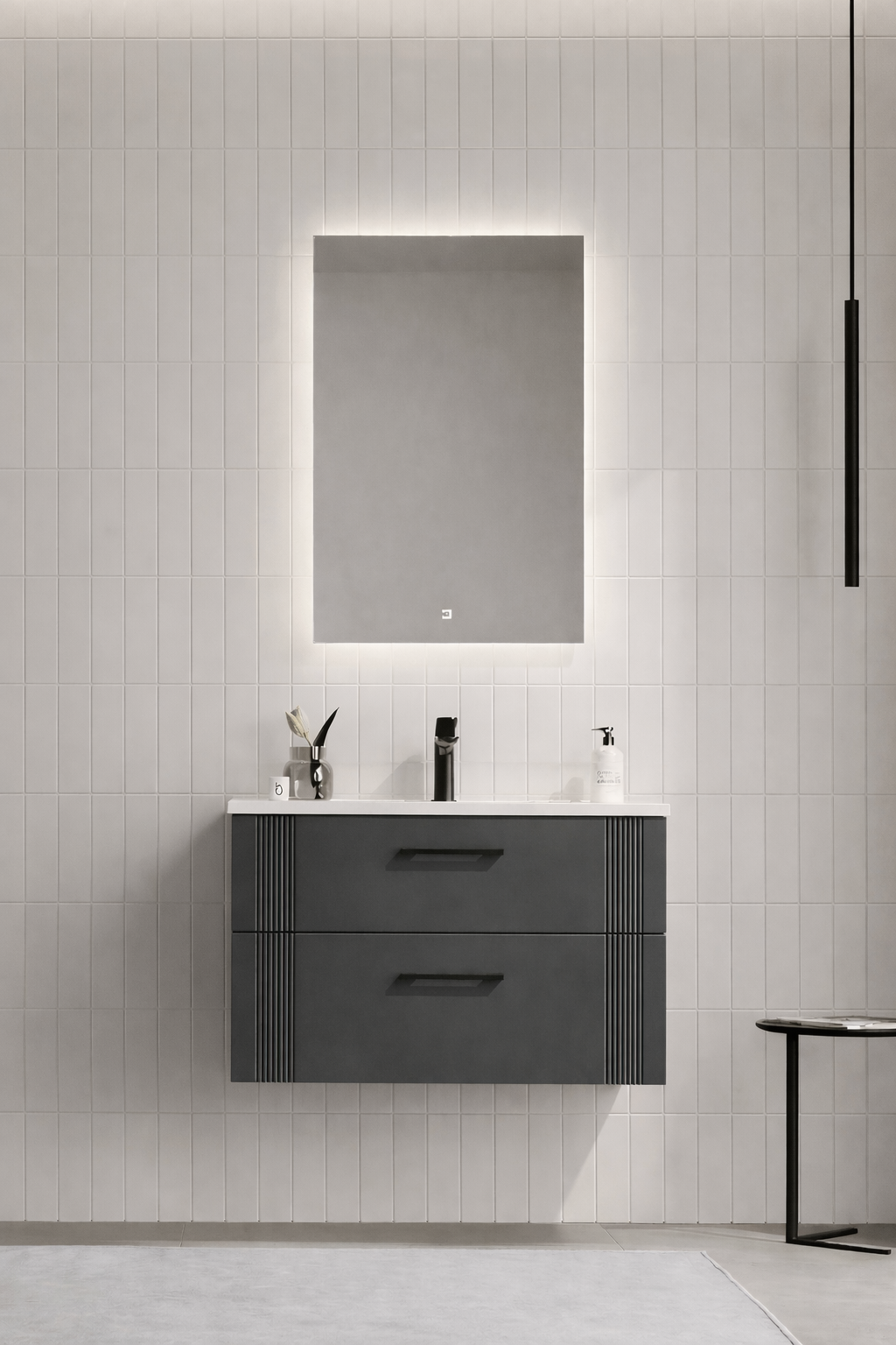Orka Bari Banyo Dolabı Takımı, 85 cm, Mat Antrasit (Ledli Ayna), 5006579ORKA5006579Banyo Dolabı Takımı
