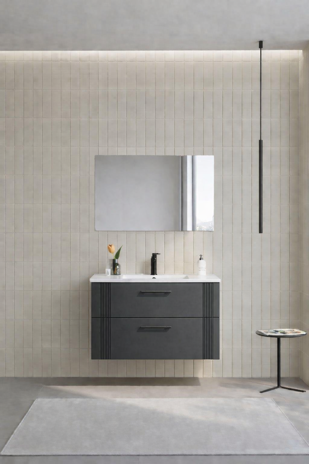 Orka Bari Banyo Dolabı Takımı, 85 cm, Mat Antrasit (Dolaplı Ayna), 5006591ORKA5006591Banyo Dolabı Takımı