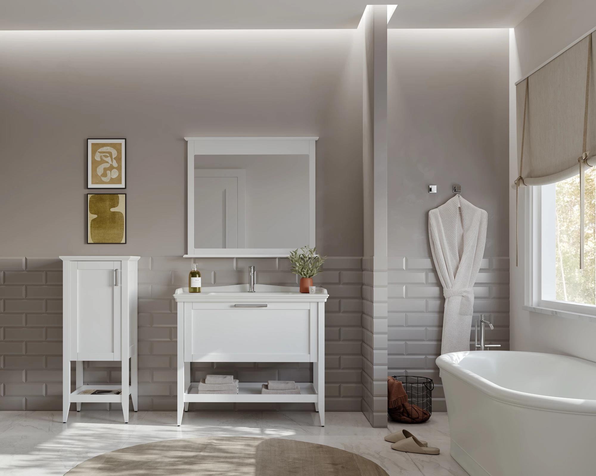 Orka Bastle 100 cm Beyaz Banyo Dolabı Takımı Ve Boy Dolabı ORKA5002557/1Banyo Dolabı Takımı ve Boy Dolabı