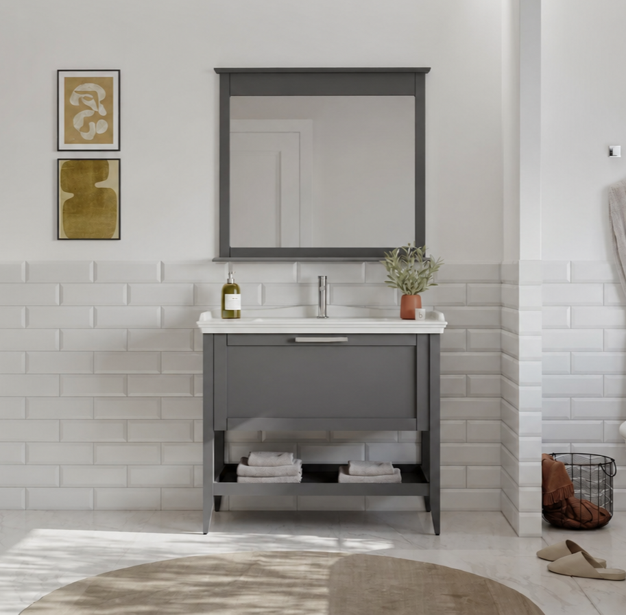 Orka Bastle 100 cm Mat Gri Banyo Dolabı TakımıORKA5002558Banyo Dolabı Takımı