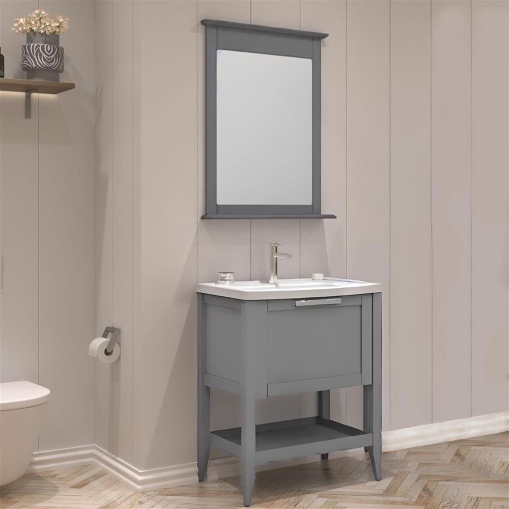 Orka Bastle 65 cm Mat Gri Banyo Dolabı TakımıORKA5002564Banyo Dolabı Takımı