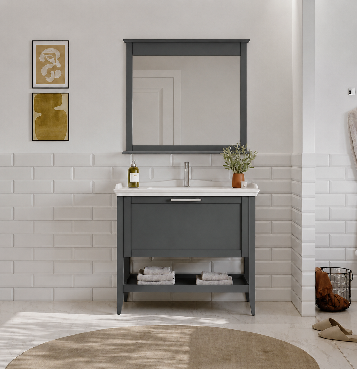 Orka Bastle Banyo Dolabı Takımı, 100 cm, Mat Antrasit, 5002559ORKA5002559Banyo Dolabı Takımı