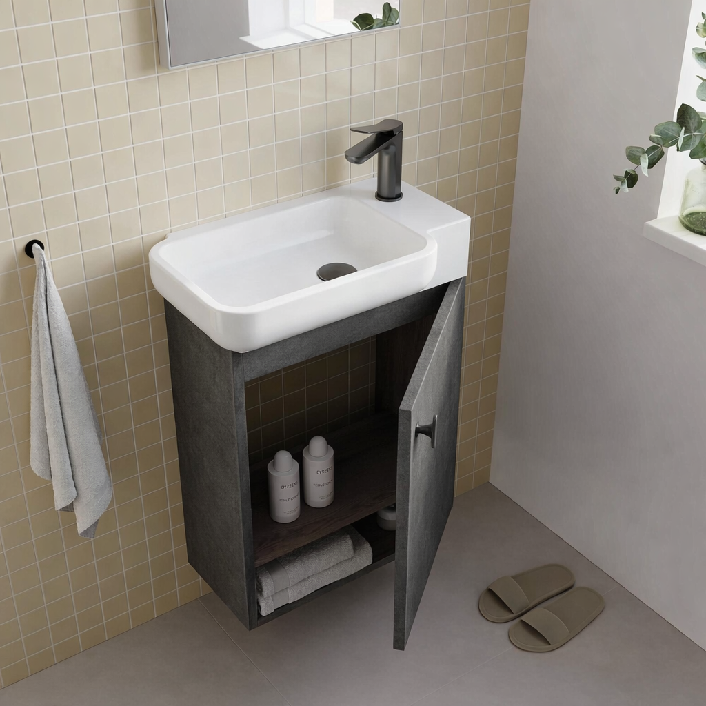 Orka Begonya 55 cm İrony Banyo Dolabı Alt Modül ve Lavabo, 5001019ORKA5001019Lavabo Dolabı