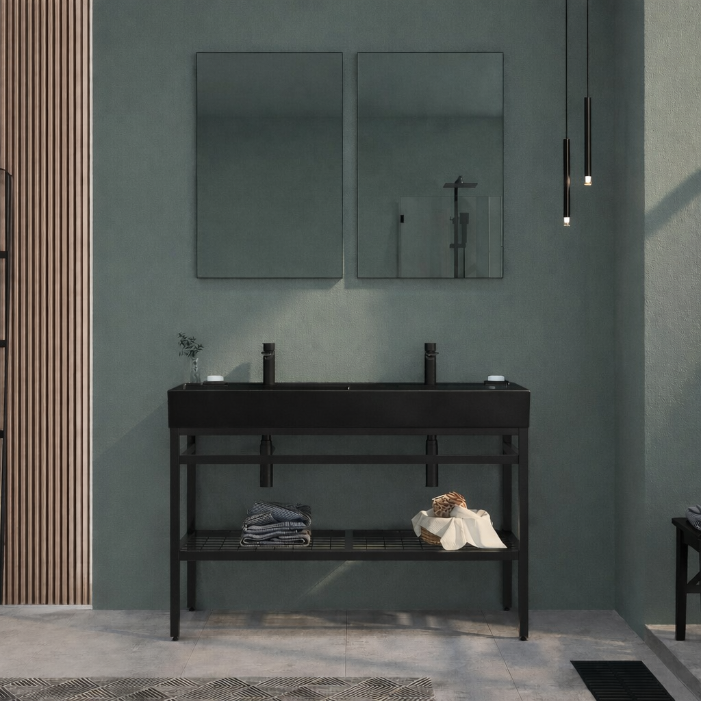 Orka CapeTown Banyo Dolabı Takımı, 120 cm (Mat Siyah Çift Lavabo), 5004885ORKA5004885Banyo Dolabı Takımı