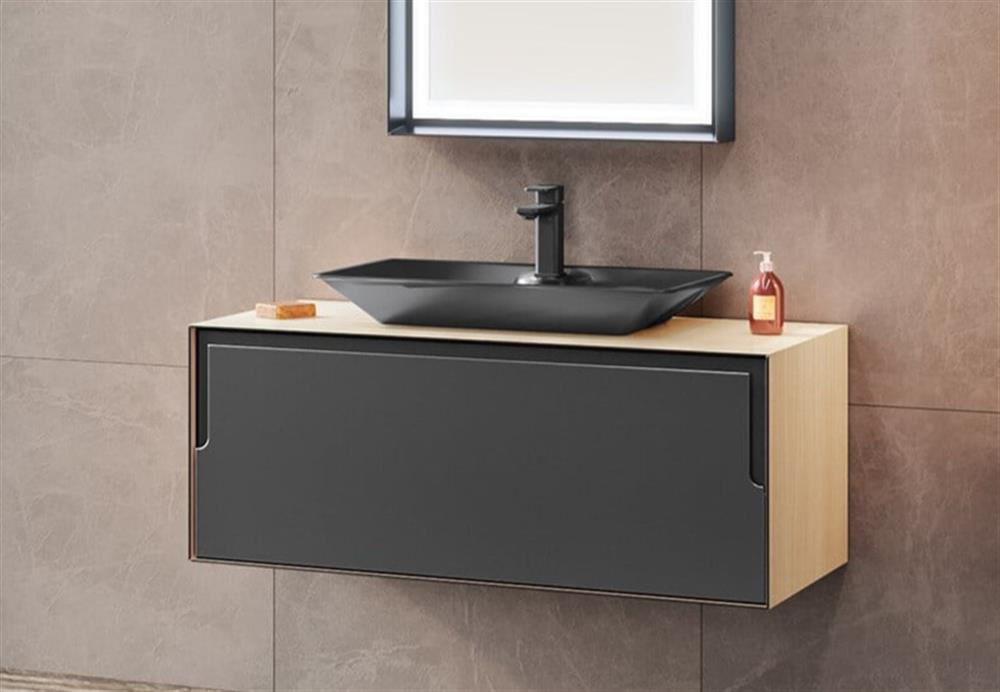 Orka Craft 100 cm Meşe Antrasit Banyo Dolabı Alt Modül ve Lavabo (Mat Antrasit Lavabo)ORKA5001124Lavabo Dolabı