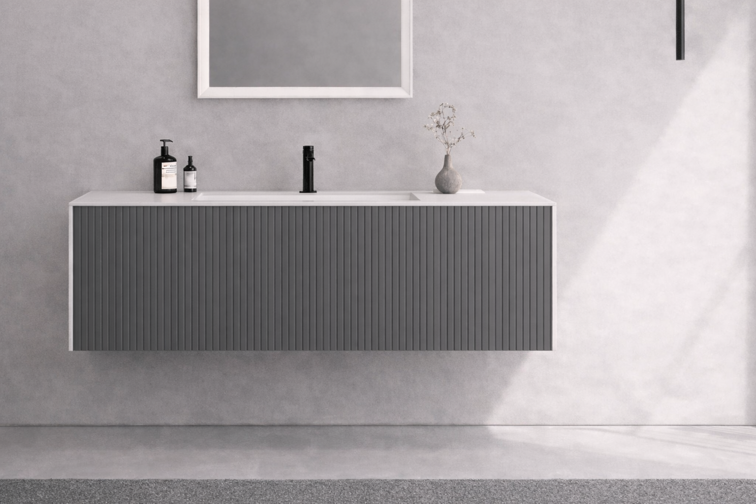 Orka Cube 100 cm Mat Antrasit Banyo Dolabı Alt Modül ve Lavabo , 3009383ORKA3009383Lavabo Dolabı