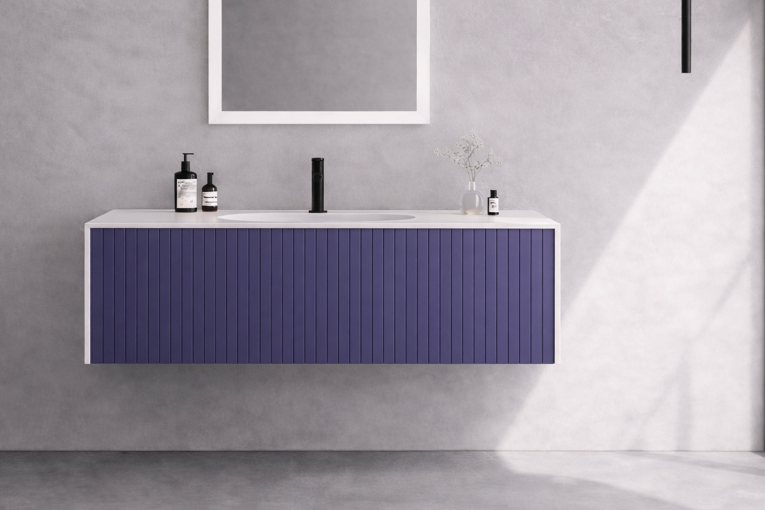 Orka Cube 100 cm Mat Lacivert Banyo Dolabı Alt Modül ve Lavabo , 3009387ORKA3009387Lavabo Dolabı