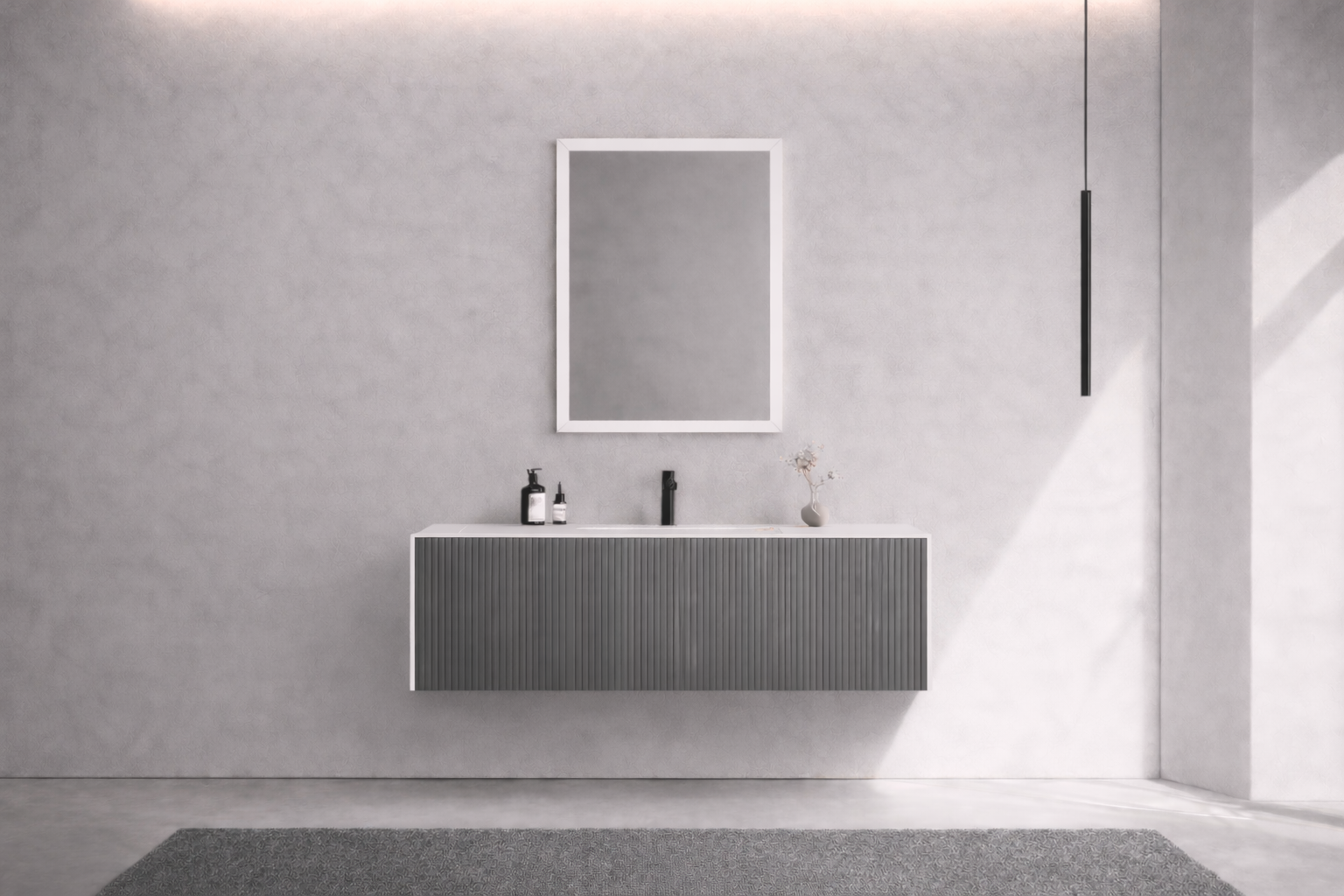 Orka Cube Banyo Dolabı Takımı, 100 cm, Lake Mat Gri (Ledli Ayna), 5007287ORKA5007287Banyo Dolabı Takımı