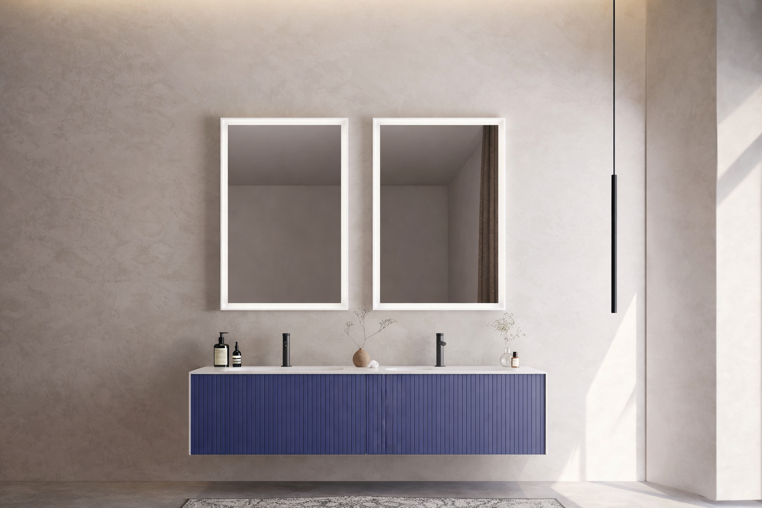 Orka Cube Banyo Dolabı Takımı, 160 cm, Lake Mat Lacivert (Ledli Ayna), 5000175ORKA5000175Banyo Dolabı Takımı