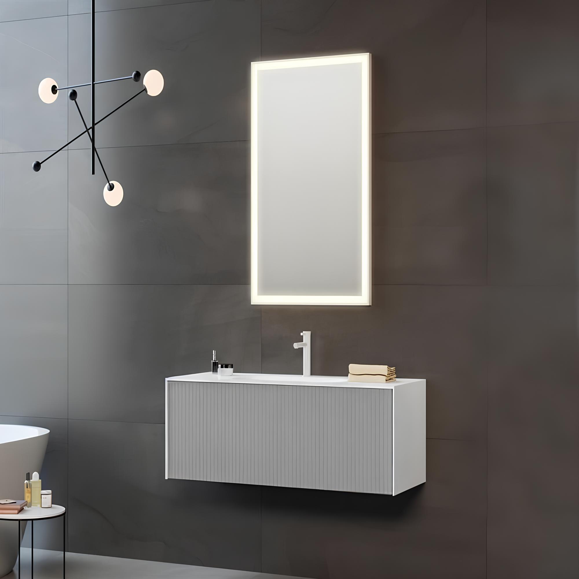 Orka Cube Banyo Dolabı Takımı, 80 cm, Lake Mat Gri (Ledli Ayna), 5000161ORKA5000161Banyo Dolabı Takımı