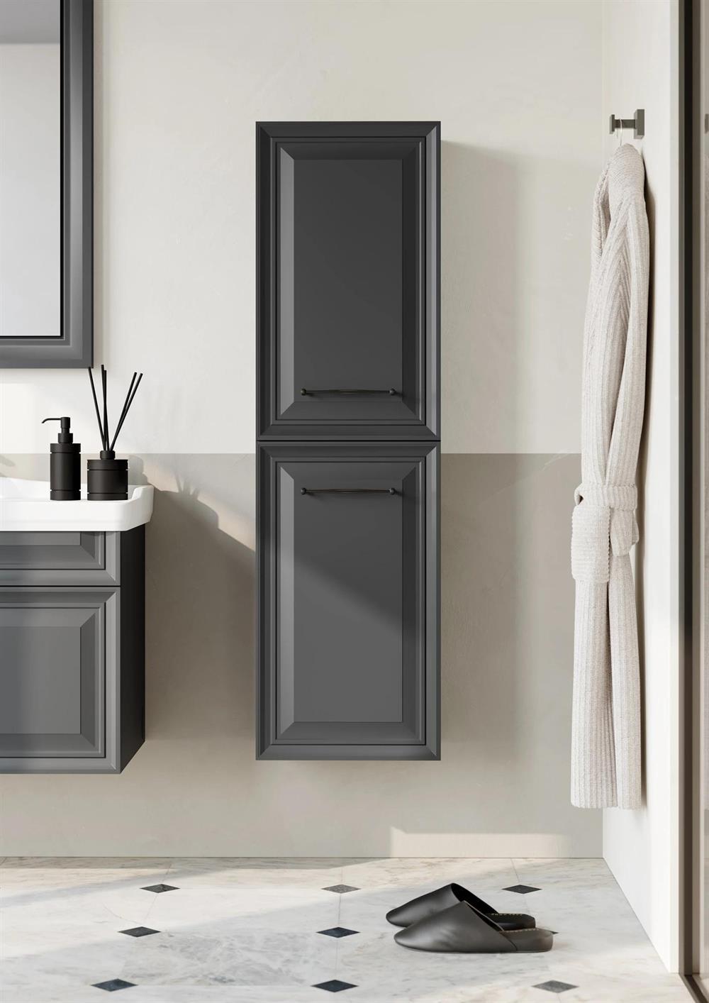 Orka Design 40 cm Mat Antrasit Banyo Boy Çamaşır DolabıORKA3000744Banyo Boy Dolabı Modelleri 