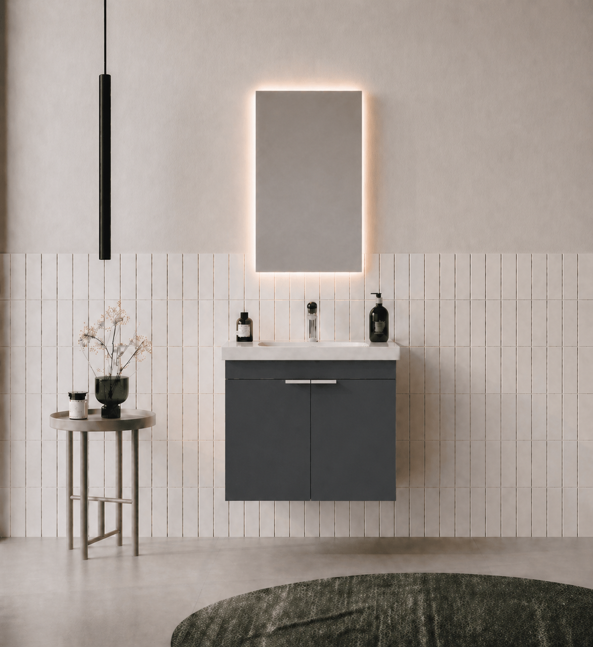 Orka Desna 50 cm, Mat Antrasit, Banyo Dolabı Takımı, (Düz Ayna), 5007927ORKA5007927Banyo Dolabı Takımı