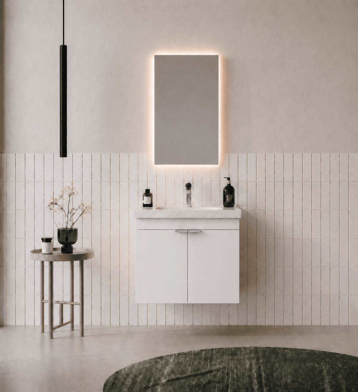 Orka Desna 50 cm, Mat Beyaz, Banyo Dolabı Takımı, (Düz Ayna), 5007919ORKA5007919Banyo Dolabı Takımı