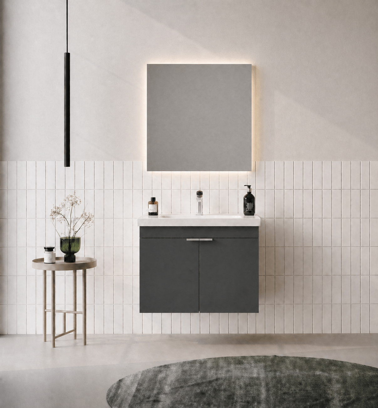Orka Desna 60 cm, Mat Antrasit, Banyo Dolabı Takımı, (Düz Ayna), 5008540ORKA5008540Banyo Dolabı Takımı
