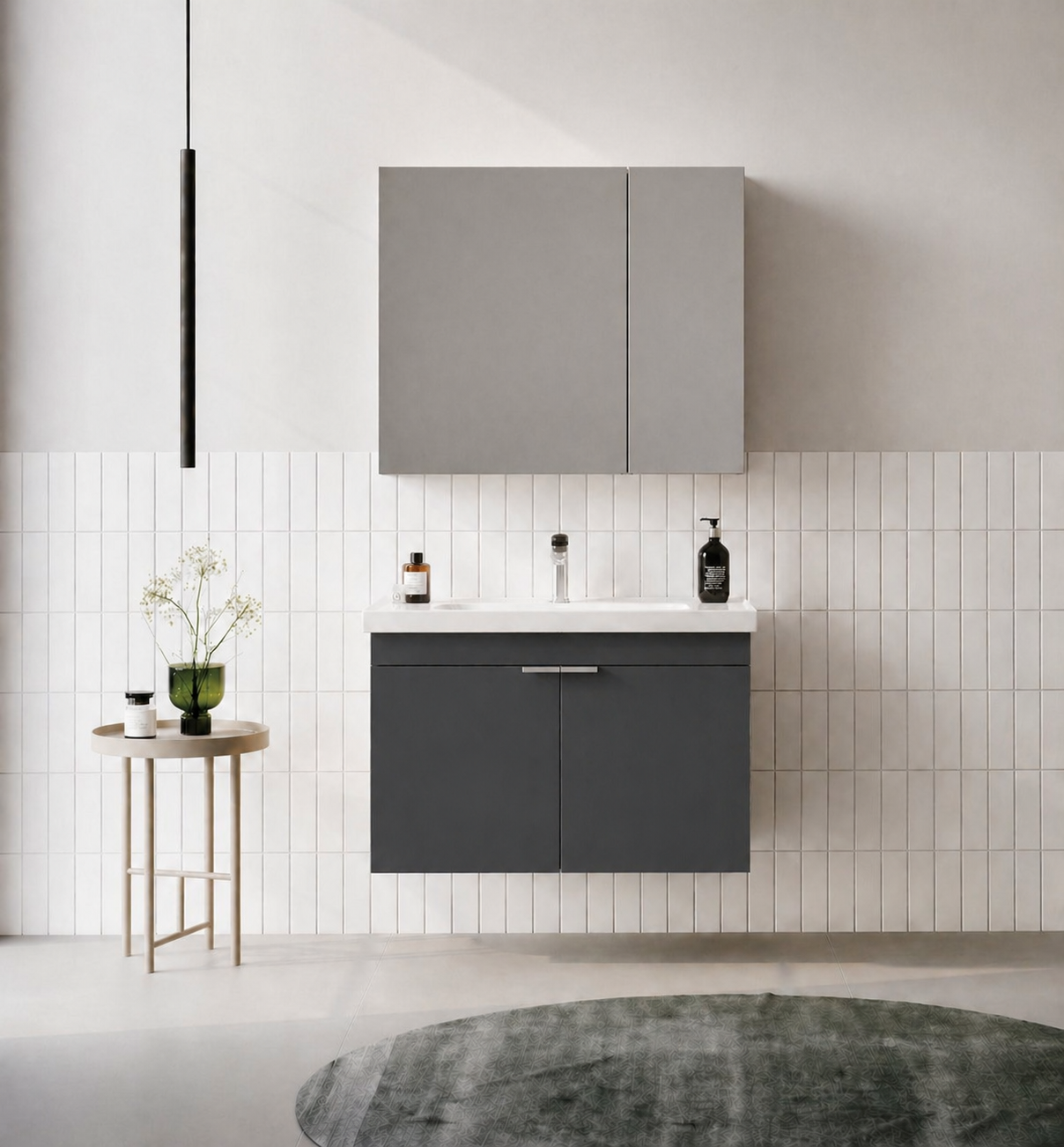 Orka Desna 80 cm, Mat Antrasit, Banyo Dolabı Takımı, (Dolaplı Ayna), 5007932ORKA5007932Banyo Dolabı Takımı