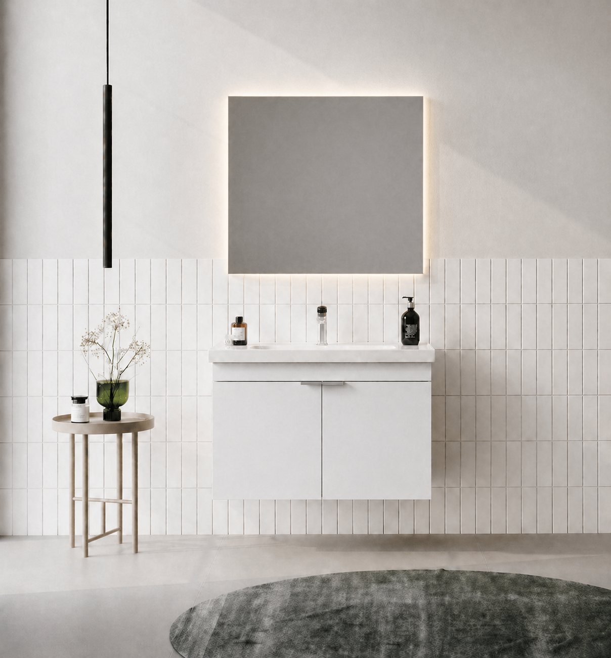 Orka Desna 80 cm, Mat Beyaz, Banyo Dolabı Takımı, (Düz Ayna), 5008548ORKA5008548Banyo Dolabı Takımı