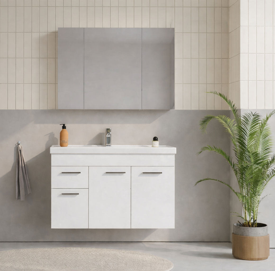 Orka Enez 100 cm Beyaz Banyo Dolabı Takımı (Dolaplı Ayna)ORKA5000305Banyo Dolabı Takımı