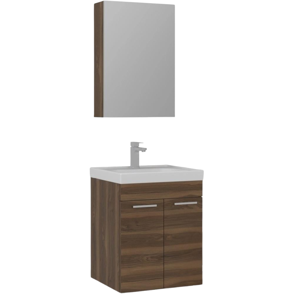 Orka Enez 55 cm Tesbih Ceviz Banyo Dolabı Takımı (Dolaplı Ayna)ORKA5000292Banyo Dolabı Takımı