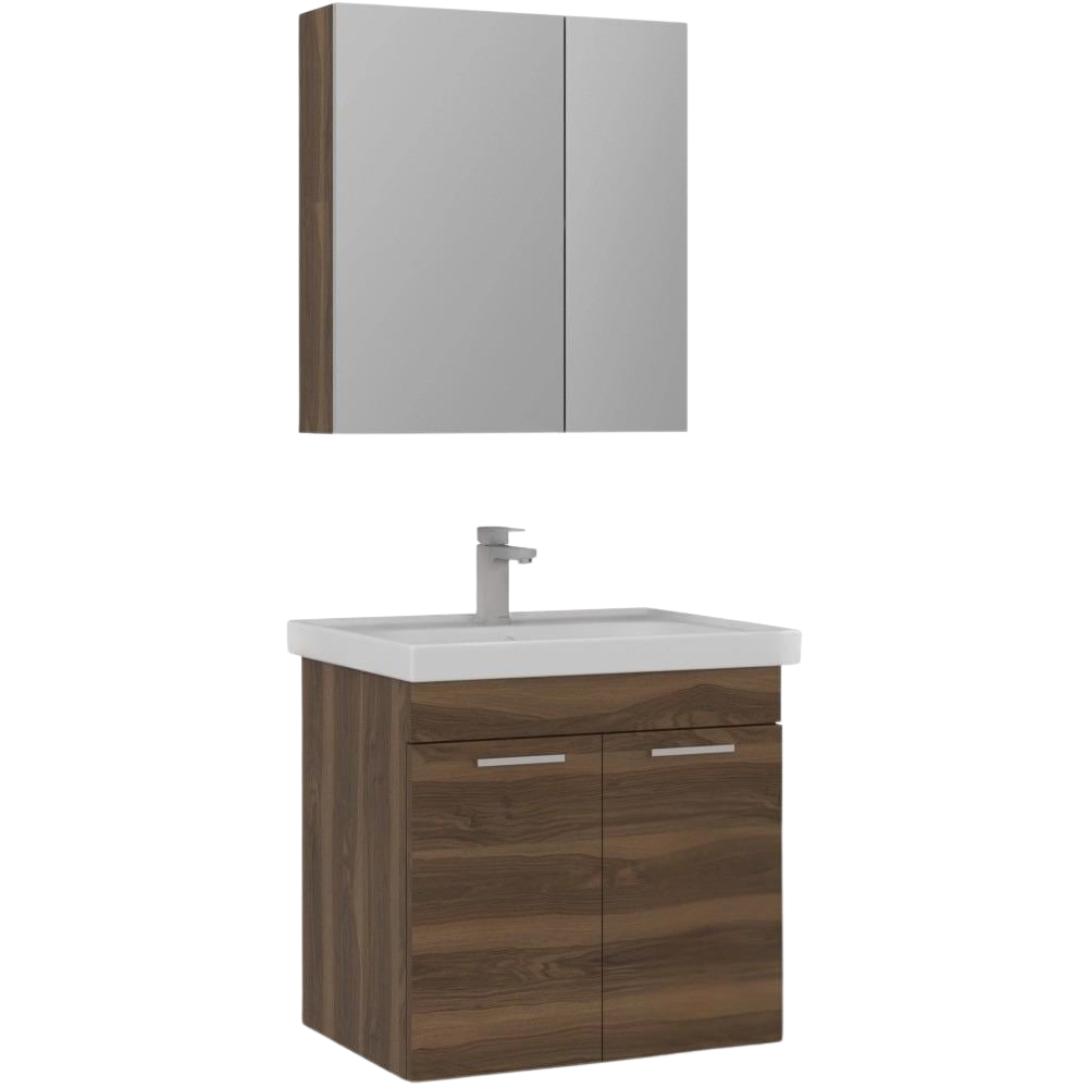 Orka Enez 65 cm Tesbih Ceviz Banyo Dolabı Takımı (Dolaplı Ayna)ORKA5000298Banyo Dolabı Takımı