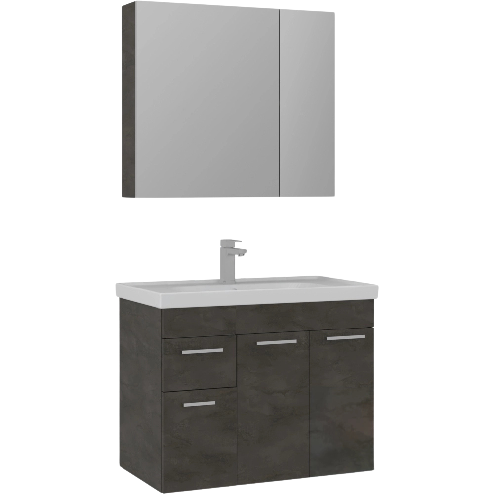 Orka Enez 80 cm Irony Banyo Dolabı Takımı (Dolaplı Ayna)ORKA5000303Banyo Dolabı Takımı