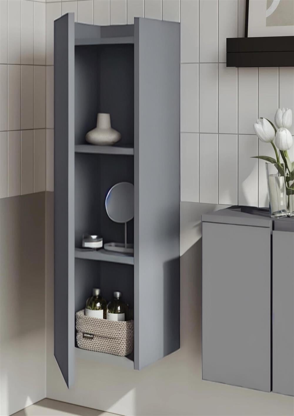Orka Ferla 30 cm Gri Banyo Boy Çamaşır DolabıORKA3006277Banyo Boy Dolabı Modelleri 