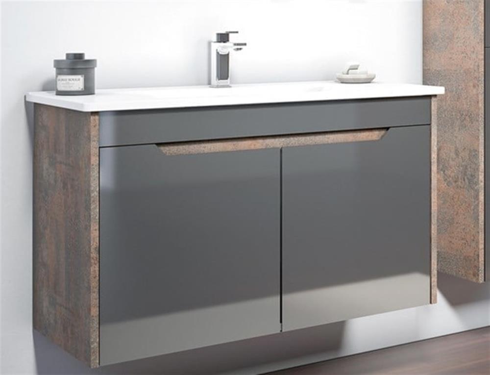 Orka Lago 100 cm Antrasit Banyo Dolabı Alt Modül ve LavaboORKA5001406Lavabo Dolabı