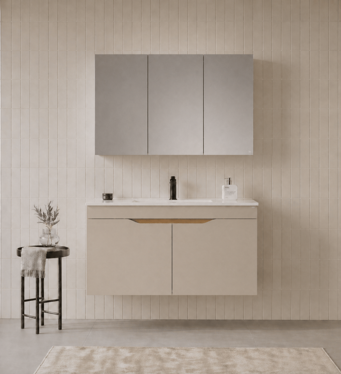 Orka Lena 100 cm Çöl Beji Banyo Dolabı Takımı (Kapaklı ,Dolaplı Ayna), 5008006ORKA5008006Banyo Dolabı Takımı