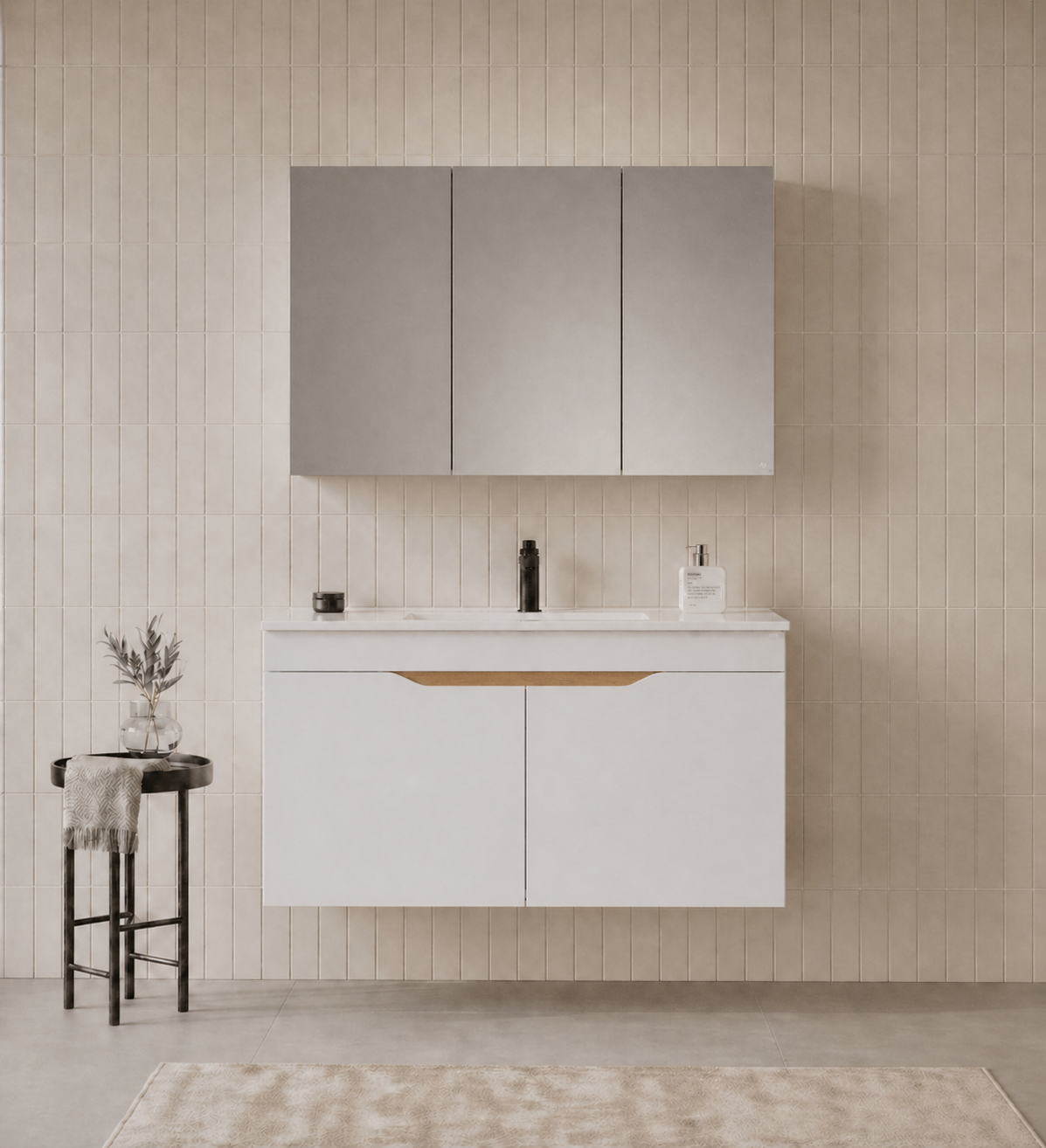 Orka Lena 100 cm Mat Beyaz Banyo Dolabı Takımı (Kapaklı ,Dolaplı Ayna), 5008798ORKA5008798Banyo Dolabı Takımı