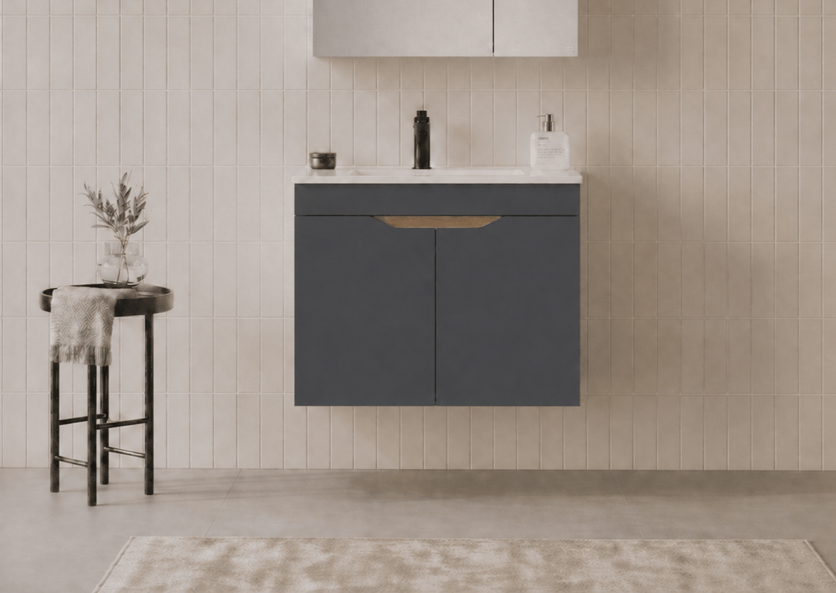 Orka Lena 65 cm Mat Antrasit Banyo Dolabı Alt Modül Ve Lavabo (Kapaklı), 5008018ORKA5008018Lavabo Dolabı