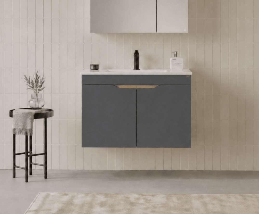 Orka Lena 85 cm Mat Antrasit Banyo Dolabı Alt Modül Ve Lavabo (Kapaklı), 5008022ORKA5008022Lavabo Dolabı
