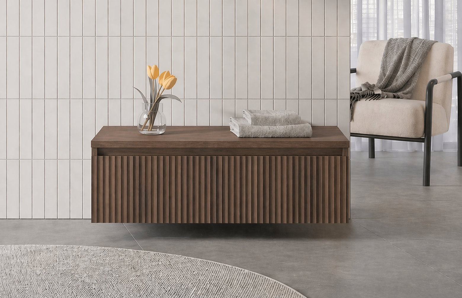 Orka Lentia Alt Yan Modül, 100 cm, Ceviz, 3009231ORKA3009231Lavabo Dolabı